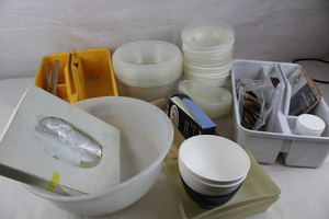 Thumbnail image of Collection of Beauty Tools Including Brushes, Bowls, bags, Kidney Dishes, Labels