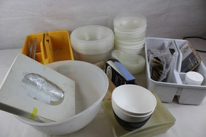 Thumbnail image of Collection of Beauty Tools Including Brushes, Bowls, bags, Kidney Dishes, Labels