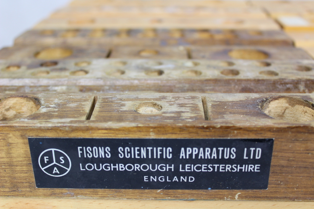Image of Wooden Vintage Laboratory Test Tube Holder Rack Stand