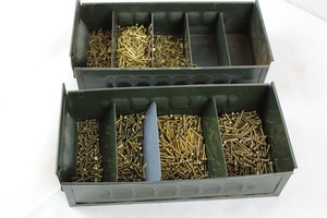 Thumbnail image of 4.4 kilos of assorted brass hexagonal screws (bolts) and tacks (pins)