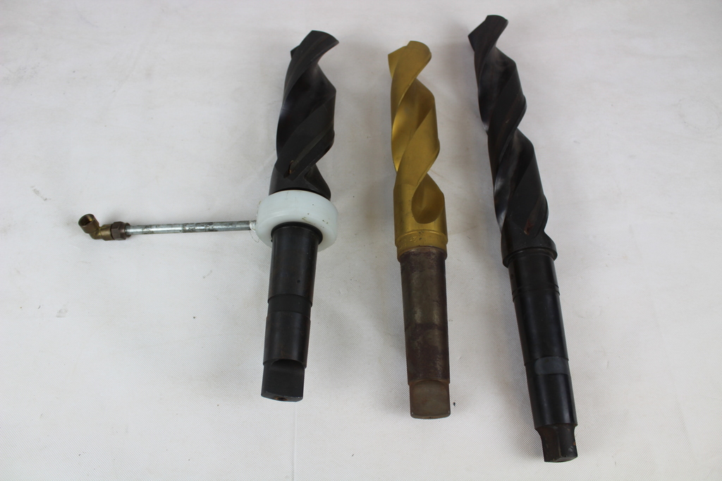 Image of Set of 3 High Speed Steel Taper Shank Drill Bit Lathe Machining Large 18" Long 