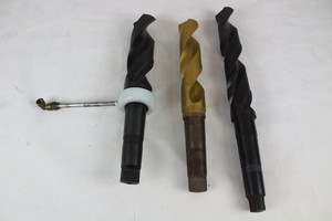 Thumbnail image of Set of 3 High Speed Steel Taper Shank Drill Bit Lathe Machining Large 18" Long 