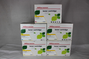 Thumbnail image of 5 New Office Depot Toner Cartridges Comp with HP CE260A CE261A CE263A CE262A
