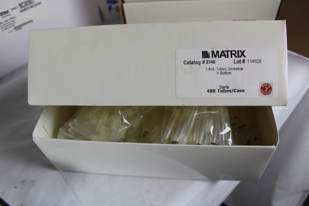 Image of Job Lot 51 boxes of 5 Matrix empty latch racks BC30307 & 41 boxes of 1.4ml tubes