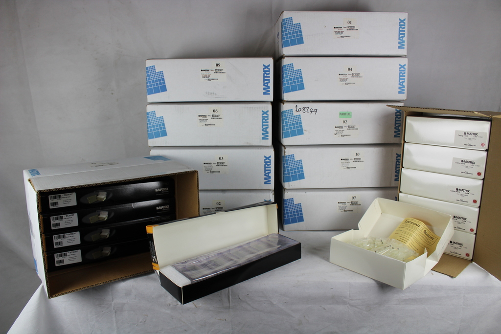 Image of Job Lot 51 boxes of 5 Matrix empty latch racks BC30307 & 41 boxes of 1.4ml tubes