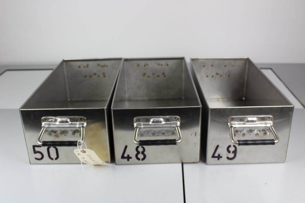 Image of Set of 3 Heavy Duty Stainless Steel Planters with Handles  48 x 23 x 18 cm
