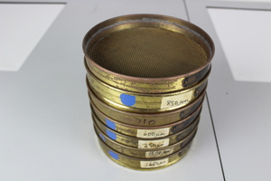 Thumbnail image of 7 Brass Laboratory Test Sieves, 20.5 cm diameter x 4 cm height ass size microns