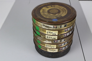 Thumbnail image of 6 Brass Laboratory Test Sieves +1 lid & 1 base 20.5 x 4 cm ass size microns