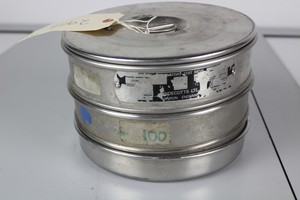 Thumbnail image of  2 Endecotts Laboratory Test Sieves + Lid & Base Steel 21 x 6.5cm 100 + 1000 um