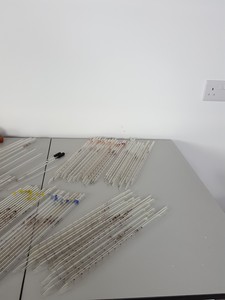 Thumbnail image of Mixed Lot of Lab Glassware, Test Tubes, Flasks, Pipettes, Syringes, Slides, 