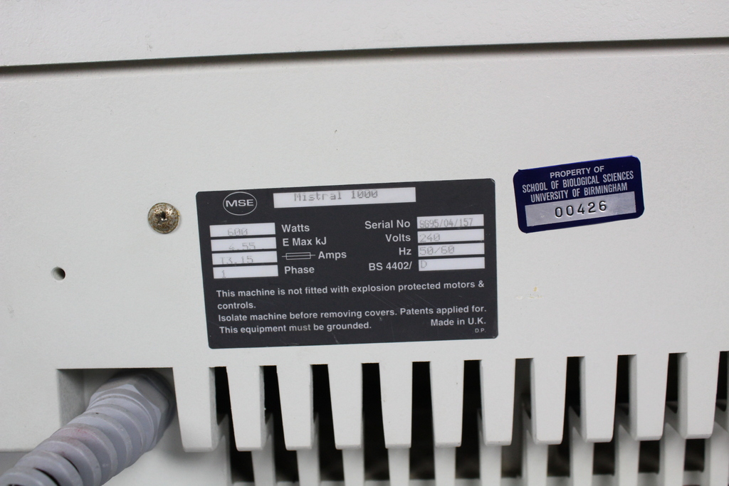 Image of Mistral 1000 Centrifuge Faulty doesn't power on Spares or Repair only