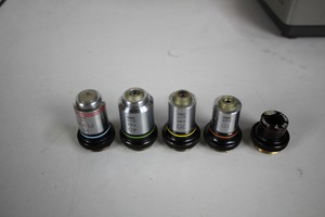 Thumbnail image of BHB Microscope w/ 5 Objectives, 2 WF.10X Eyepieces and 1 Leitz Periplan NF 10x