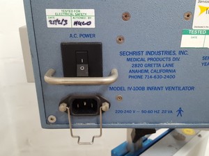 Thumbnail image of Sechrist IV-100B Infant Ventilator w/ Oxygen Blender Lab Medical