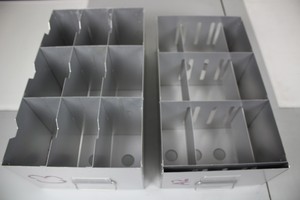Thumbnail image of 3 Assorted Planters, 2 aluminium 41x24x17 & 41x24x14, 1 stainless steel 56x23x14