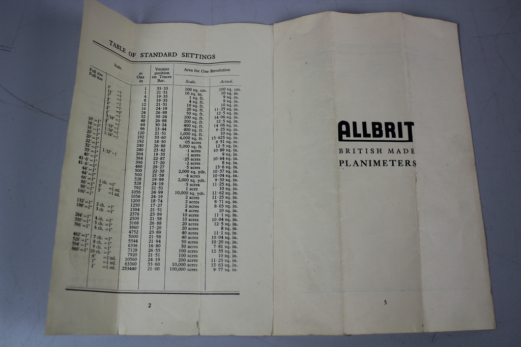 Image of Vintage Allbrit Planimeter in case & in original box Antique Engineering