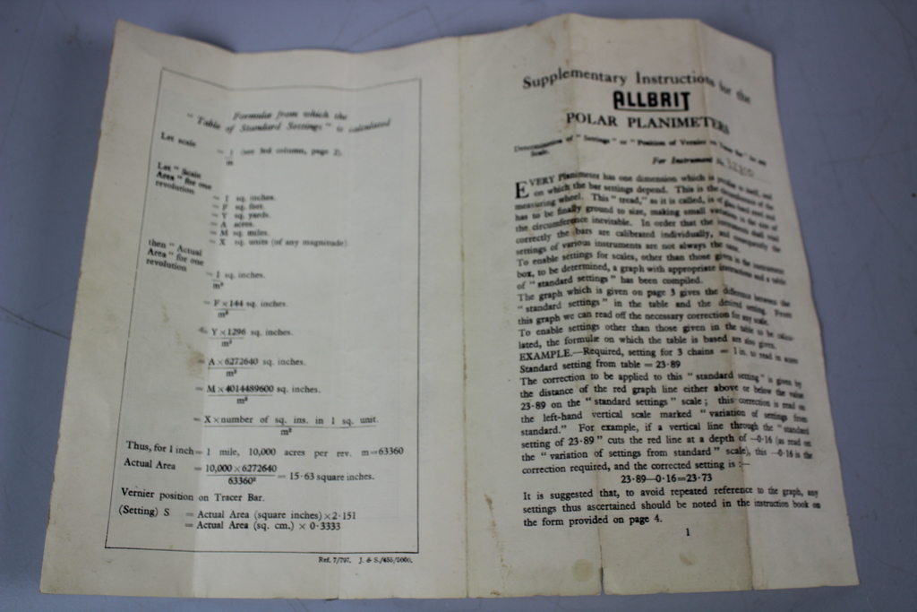 Image of Vintage Allbrit Planimeter in case & in original box Antique Engineering