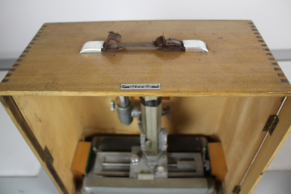 Image of 3 Antique/Vintage Refractometers, Abbe Griffin & George original wood cabinets 