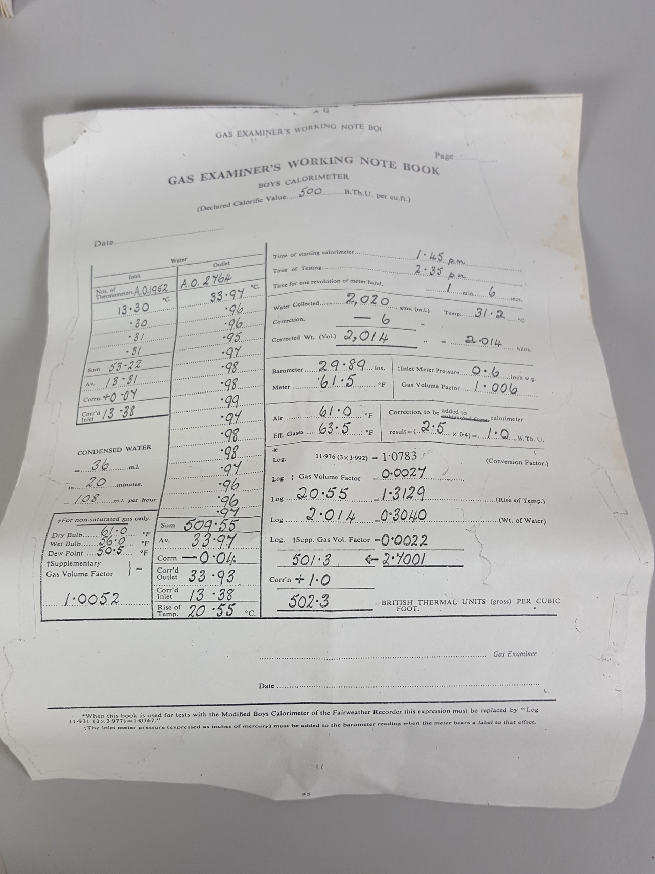 Image of Antique / Vintage Boys Gas Calorimeter by Alex Wright no 1823 Laboratory Lab