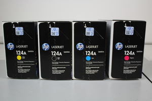 Thumbnail image of 4 HP Laserjet 124A Toner Printer Cartridge Black Cyan Yellow Magenta New Sealed