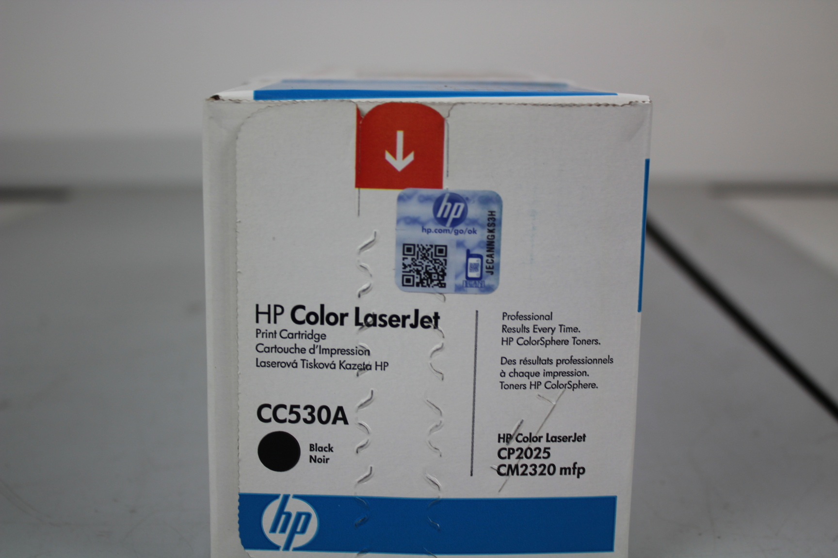 Image of HP OEM Genuine CC530A Black Laserjet Toner Cartridge Sealed in Box