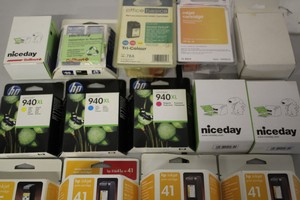 Thumbnail image of Collection of HP Inkjet Cartridges, All unused most still sealed in box