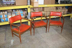 Thumbnail image of 3 x Retro Chairs with Orange Lined Cushions 