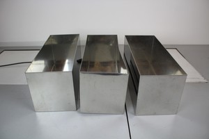 Thumbnail image of Set of 3 Aluminium Planters Plant Pots 47 x 18 x 20 cm handle, upcycled