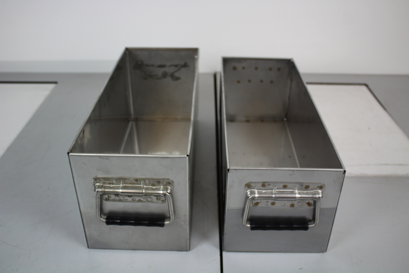 Image of 2 Stainless Steel Planters Plant Pots with handles 48 x 18 x 19cm approx