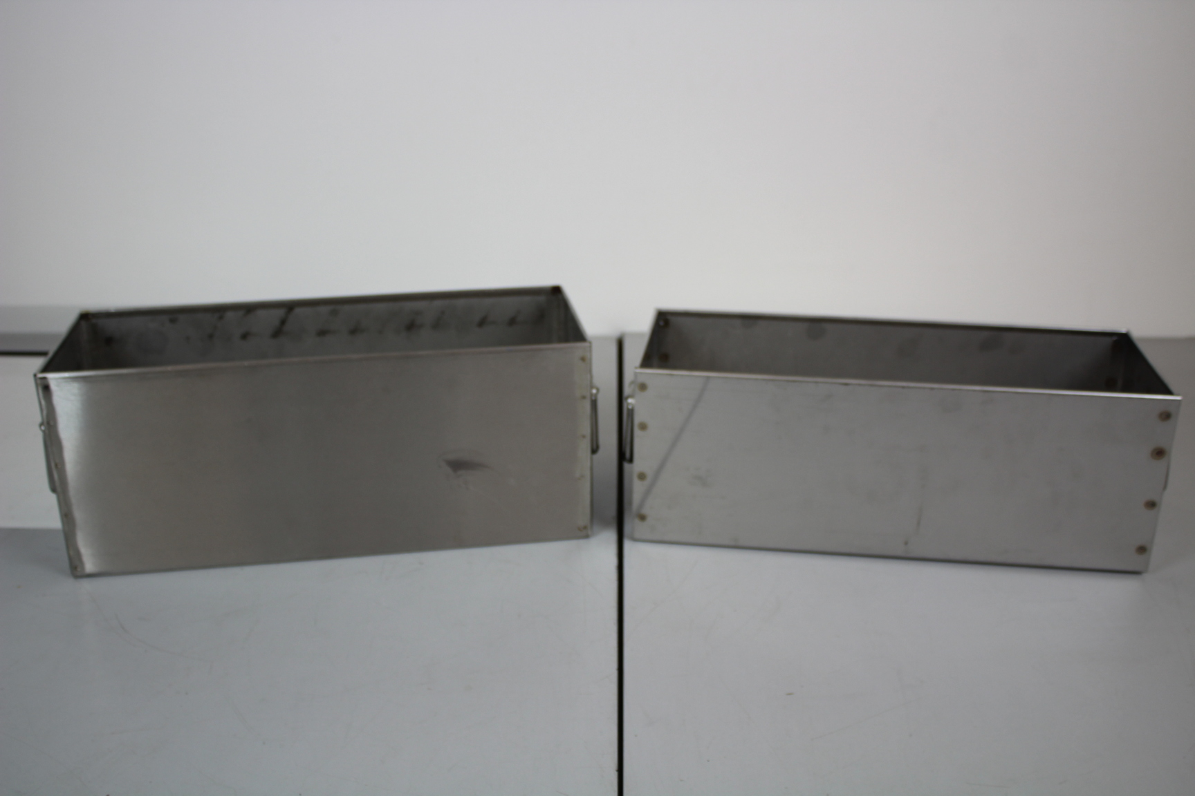 Image of 2 Stainless Steel Planters Plant Pots with handles 48 x 18 x 19cm approx