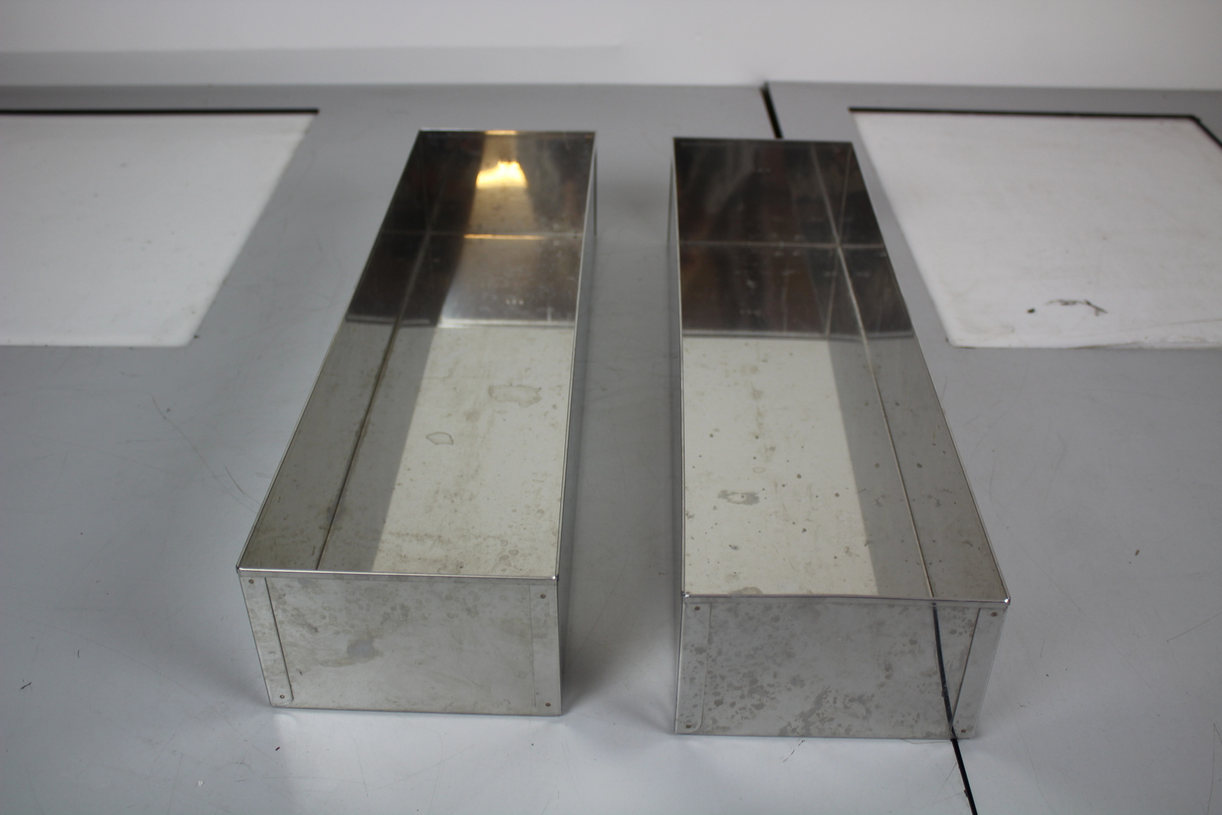 Image of Pair of Stainless Steel Planters Plant Pots 56 cm x 15.5 cm x 10 cm