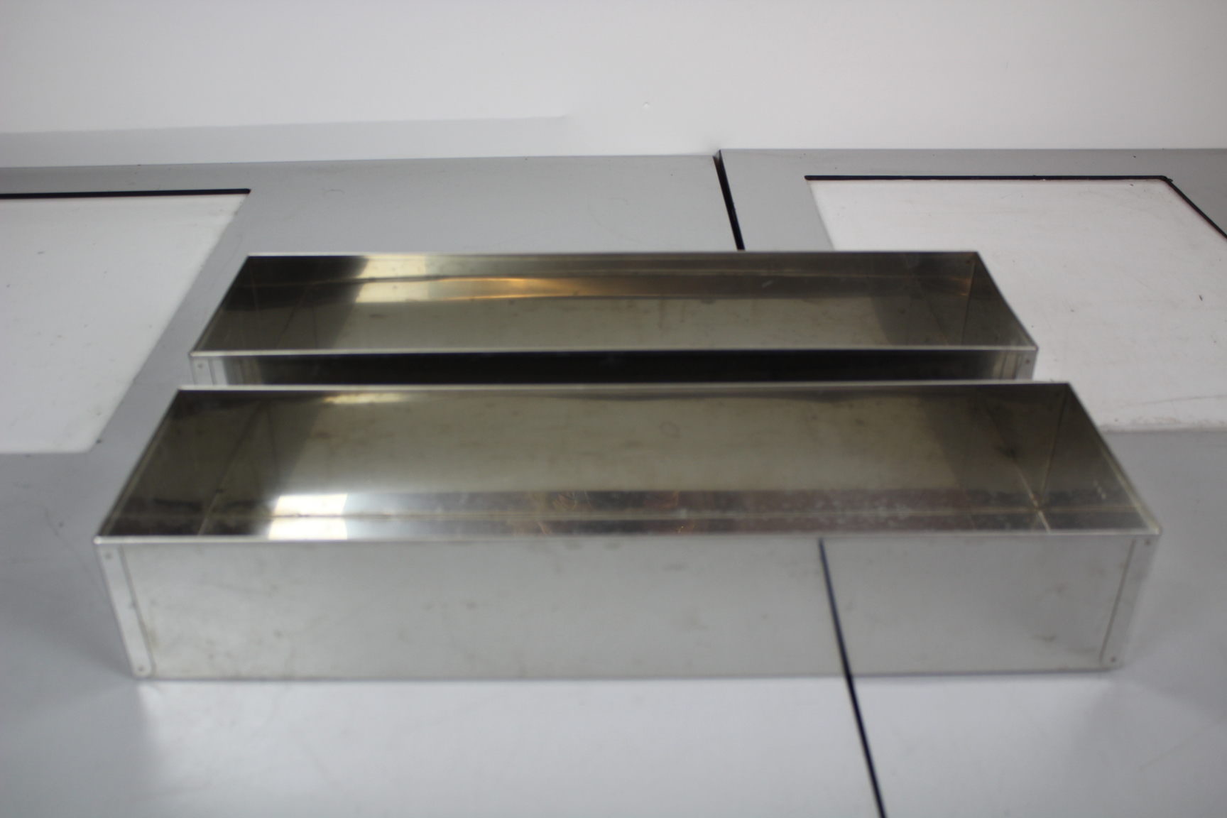 Image of Pair of Stainless Steel Planters Plant Pots 56 cm x 15.5 cm x 10 cm