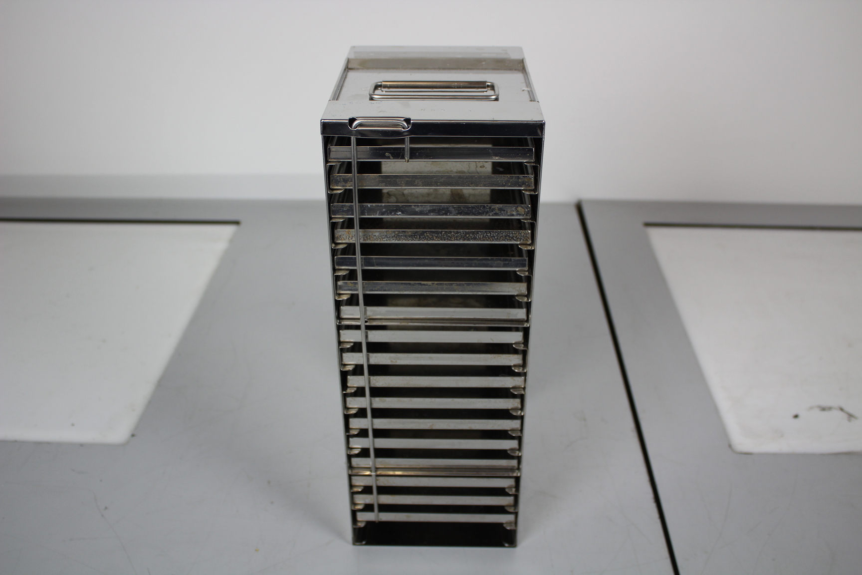 Image of Laboratory Freezer Rack, Stainless Steel, 18 x 14 x 37 cm, 17 Loose shelves, 
