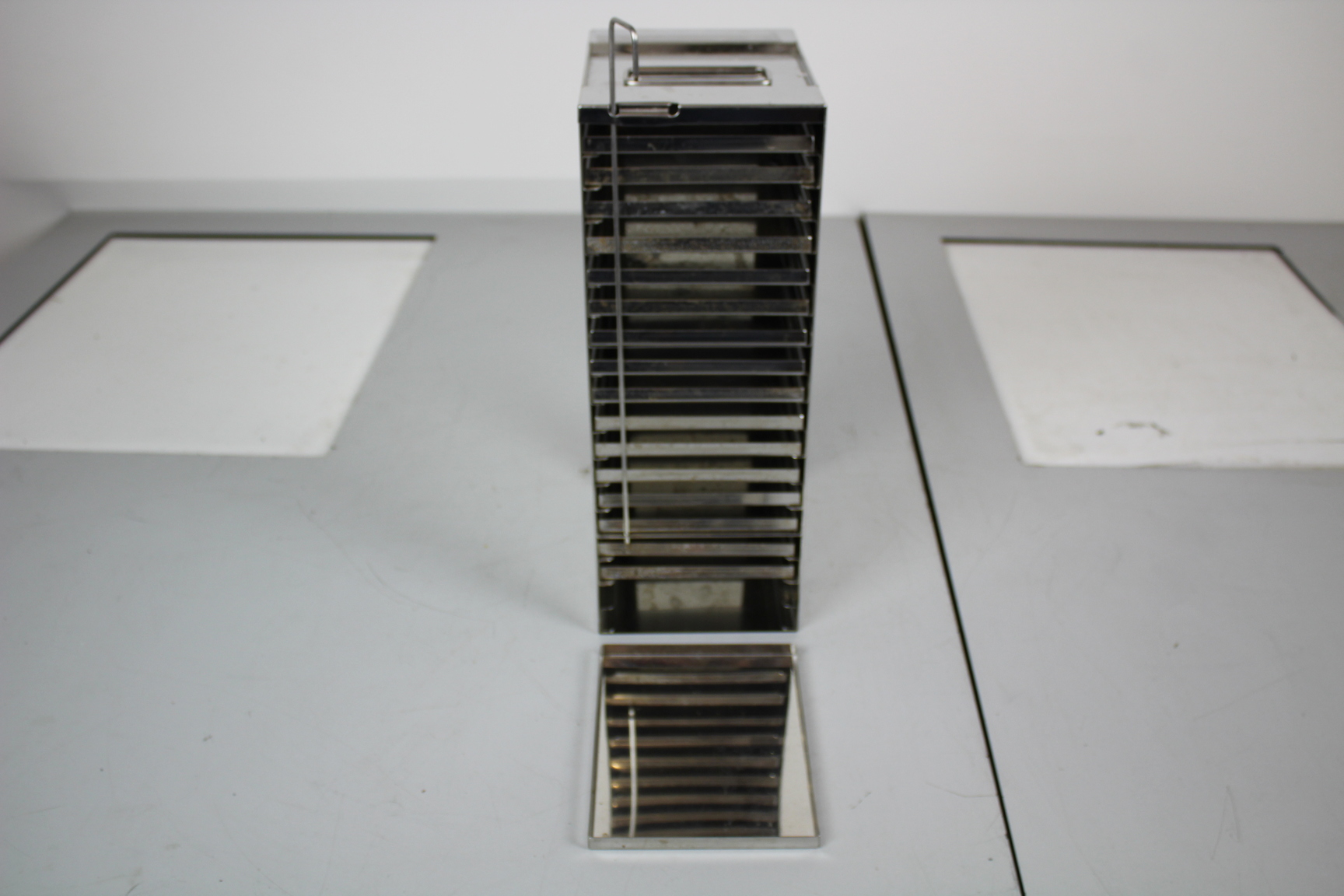 Image of Laboratory Freezer Rack, Stainless Steel, 18 x 14 x 37 cm, 17 Loose shelves, 