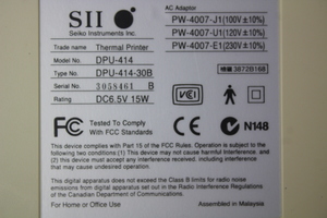 Thumbnail image of Seiko SII Model DPU-414 Type DPU-414-30B Thermal Printer & Adaptor