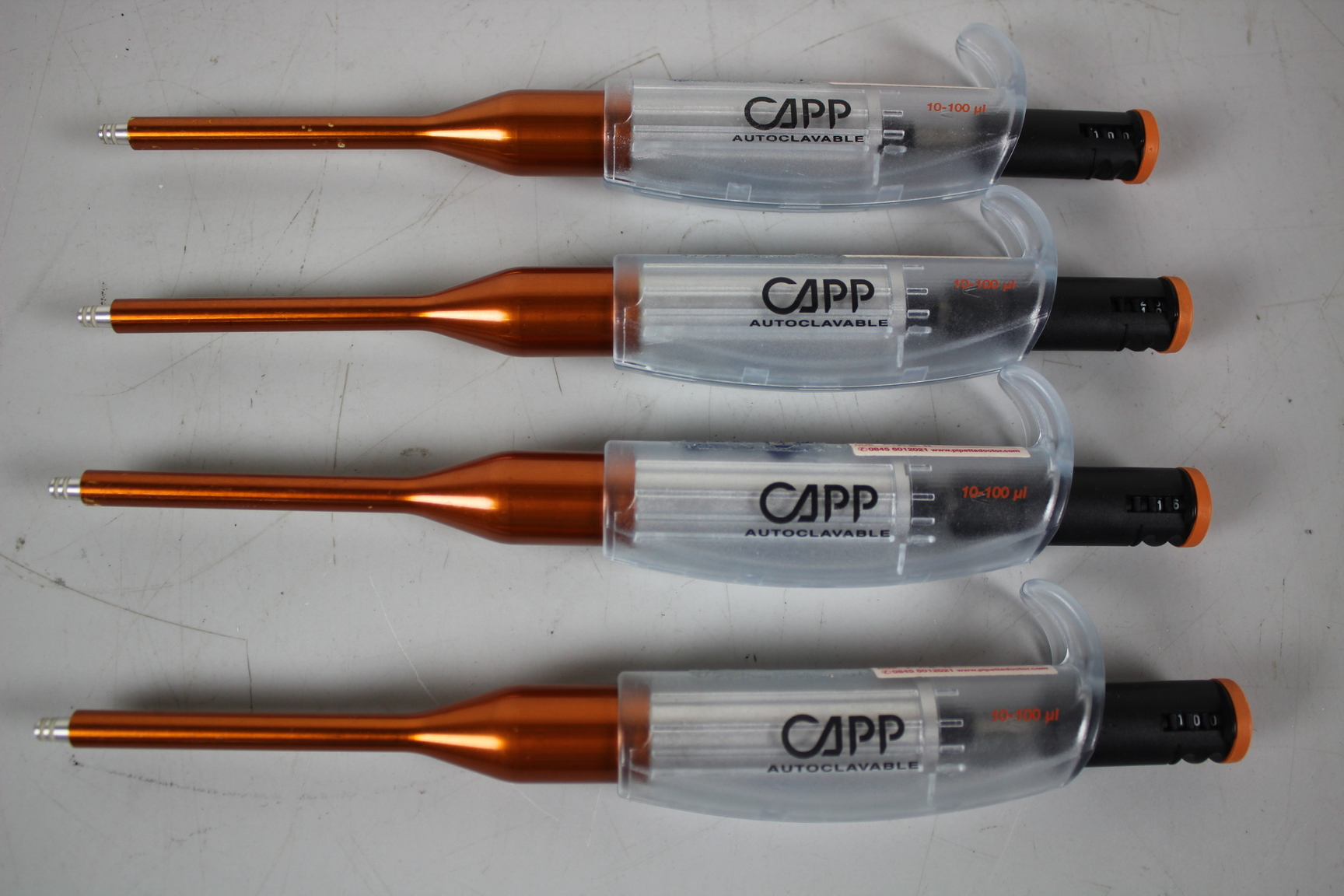 Image of Lot of 4 Capp Pipettes 10-100 ul Autoclavable