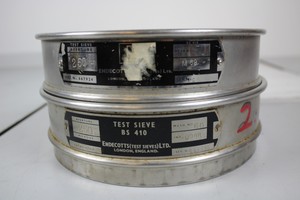 Thumbnail image of Job Lot of 6 Endecotts Laboratory Test Sieves Mesh 52 60 75, 200 250 300 microns