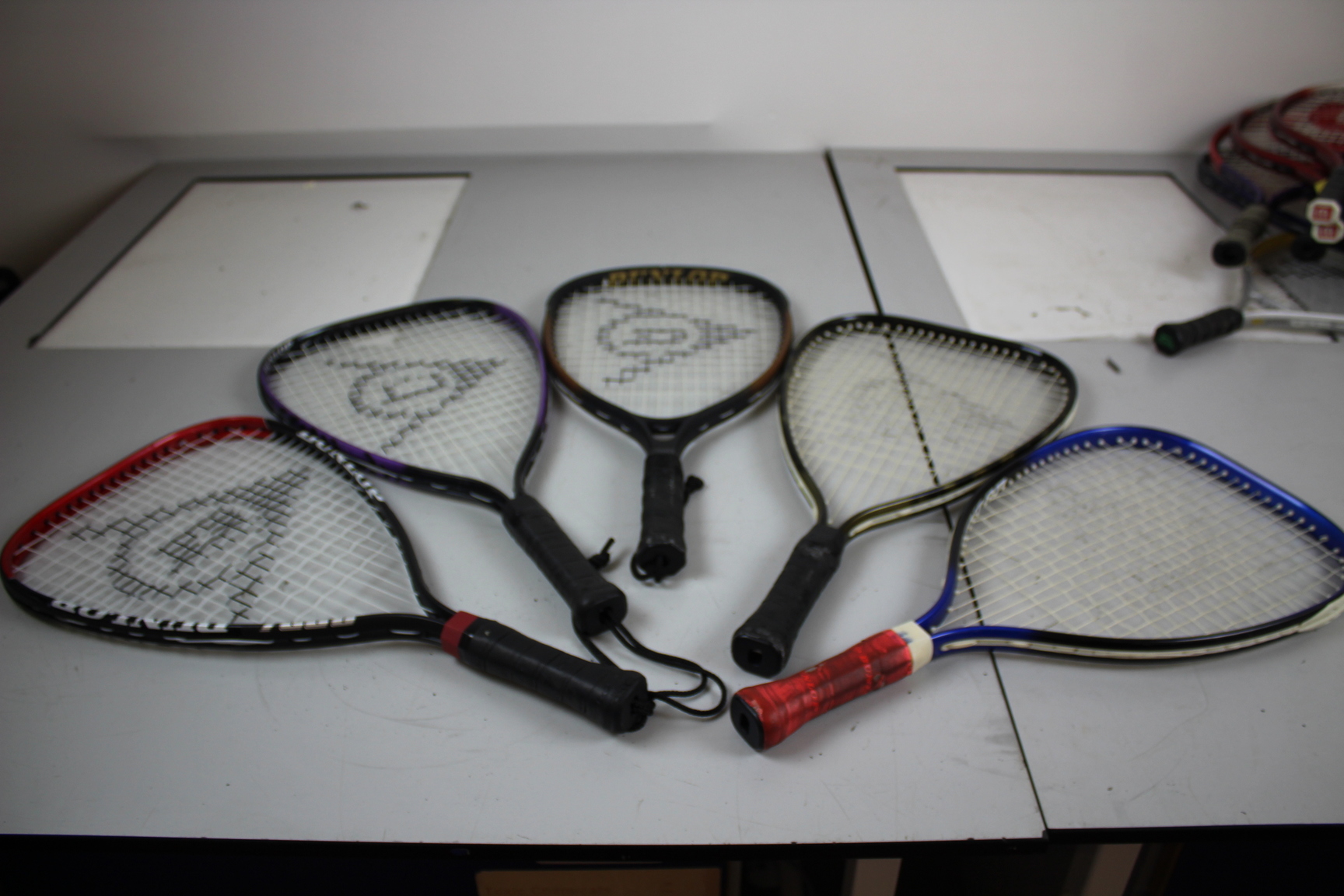 Image of Lot of 11 Racketball Rackets Raquetball Racquets Browning Mantis Slazenger Dunlo