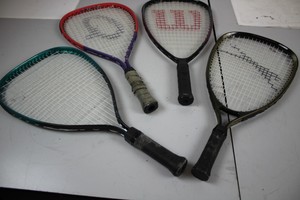 Thumbnail image of Lot of 11 Racketball Rackets Raquetball Racquets Browning Mantis Slazenger Dunlo