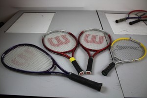 Thumbnail image of Lot of 11 Racketball Rackets Raquetball Racquets Browning Mantis Slazenger Dunlo