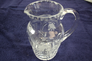 Thumbnail image of Cut Glass & Etched Lead Crystal Jug 19cm new in box ideal for water juice punch