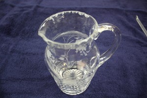 Thumbnail image of Cut Glass & Etched Lead Crystal Jug 19cm new in box ideal for water juice punch