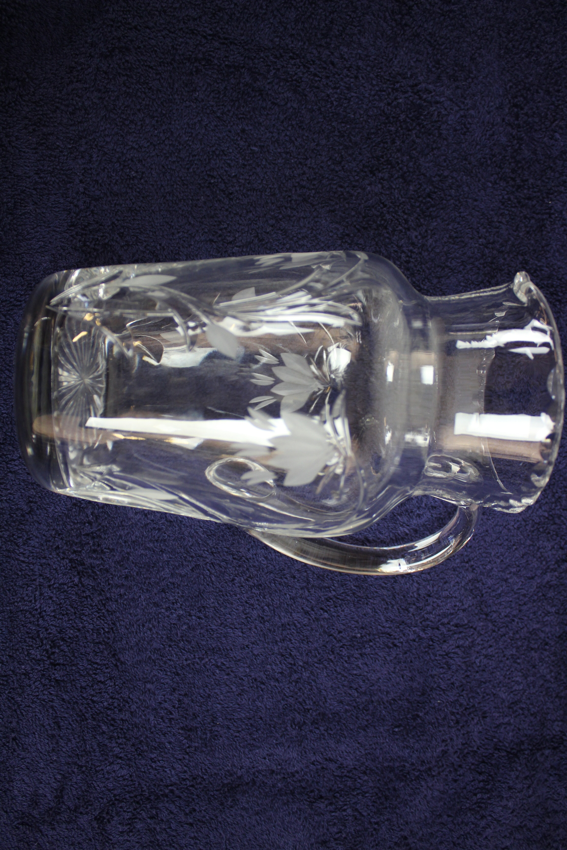 Image of Cut Glass & Etched Lead Crystal Jug 19cm new in box ideal for water juice punch