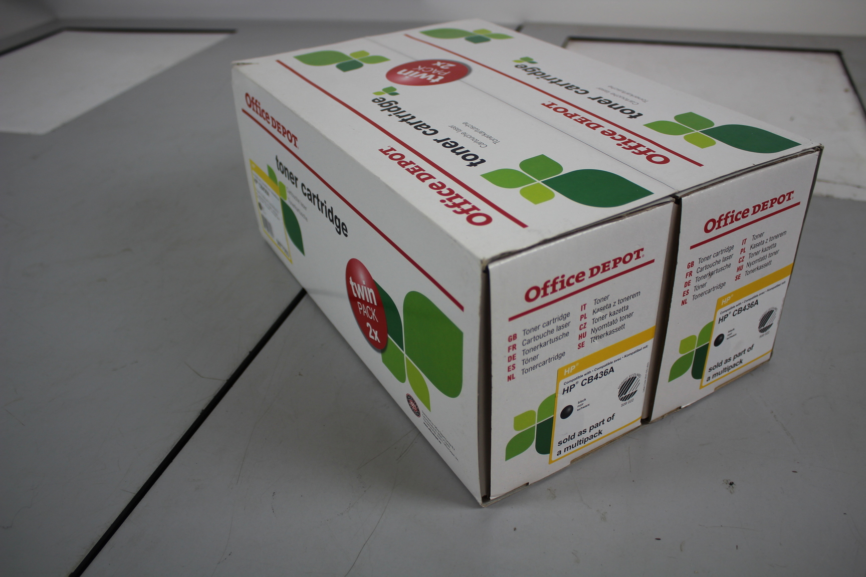 Image of Office Depot Compatible HP CB436A Black Toner Cartridges Twin Pack Brand New.