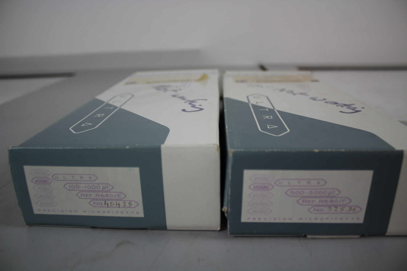 Image of Pair of Volac Ultra Precision Micropipettes 500-5000ul 100-1000ul boxesd N/W