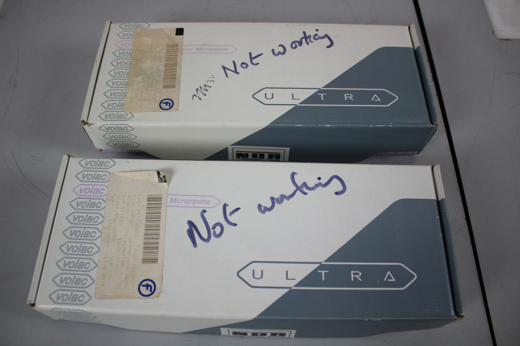 Image of Pair of Volac Ultra Precision Micropipettes 500-5000ul 100-1000ul boxesd N/W