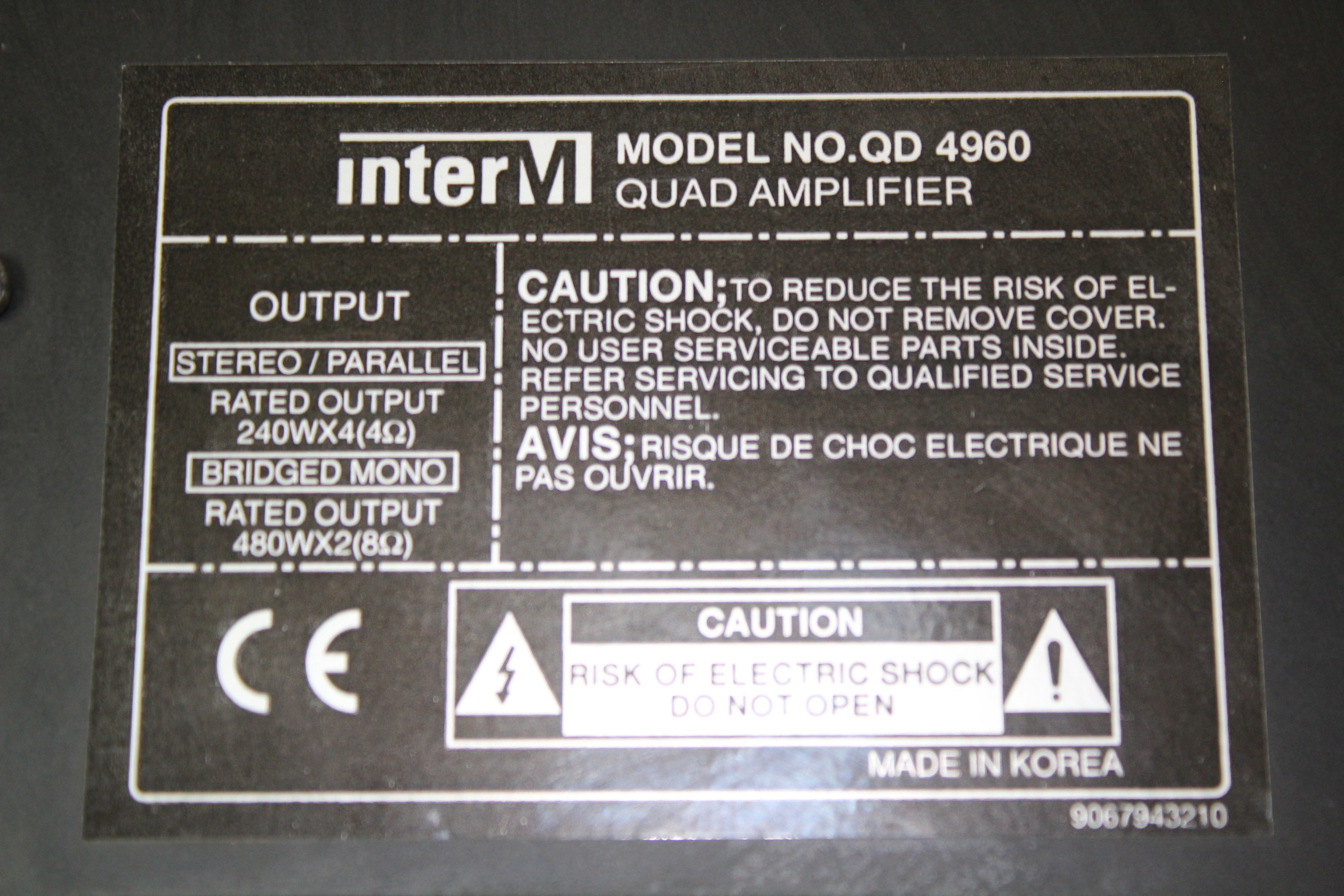 Image of InterM QD 4960 Quad Amplifier 4 Channel Model 4960