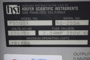 Thumbnail image of Hoefer Scientific PS500X DC Power Supply