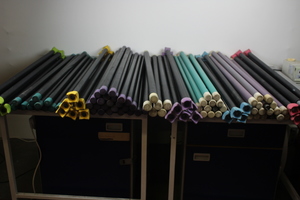 Thumbnail image of Physical Company Strength Bar Rack + 101 Assorted Weighted Aerobic Bars Padded 