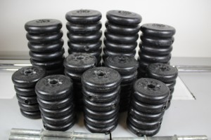 Thumbnail image of Job Lot of York Weights 38 x 1.1kg, 34 x 2.3kg (120Kg) 19 Dumbbells, 2 Barbells 