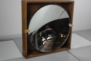 Thumbnail image of Antique Large (51cm) Concave Mirror 1925 C A Parsons Industrial Vintage